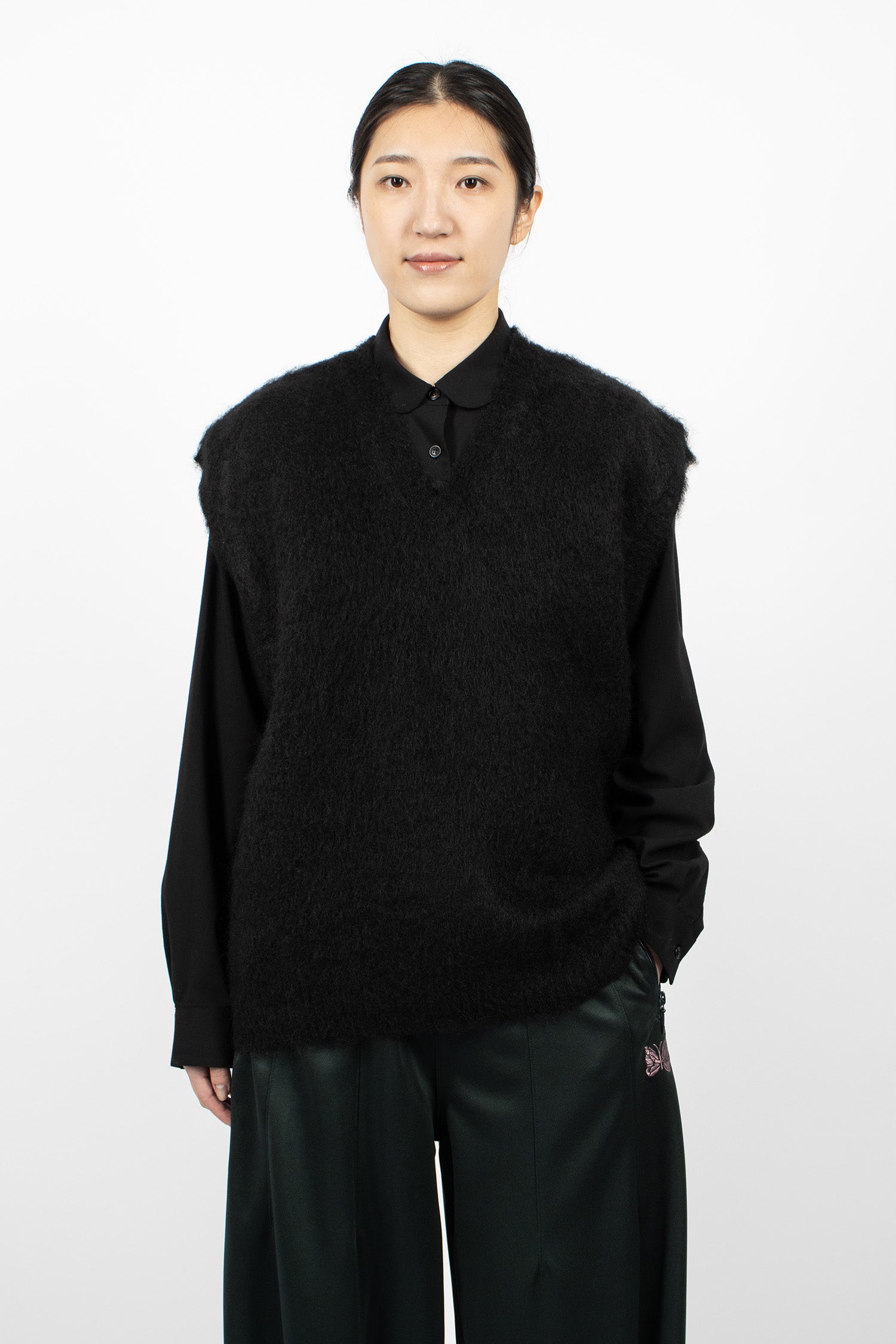 Mohair Knit Vest Black