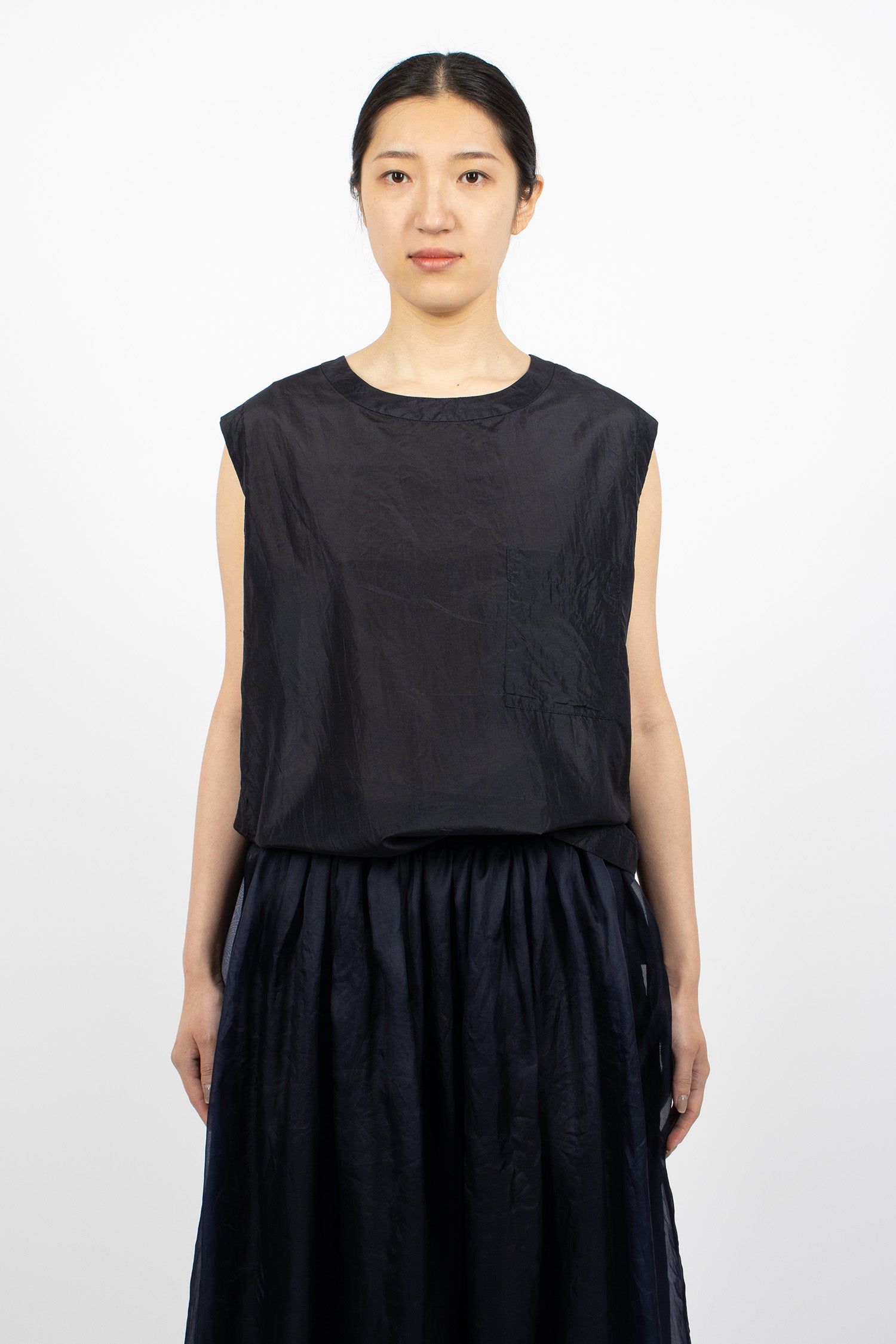 Pocket Big Tank Shirt Navy