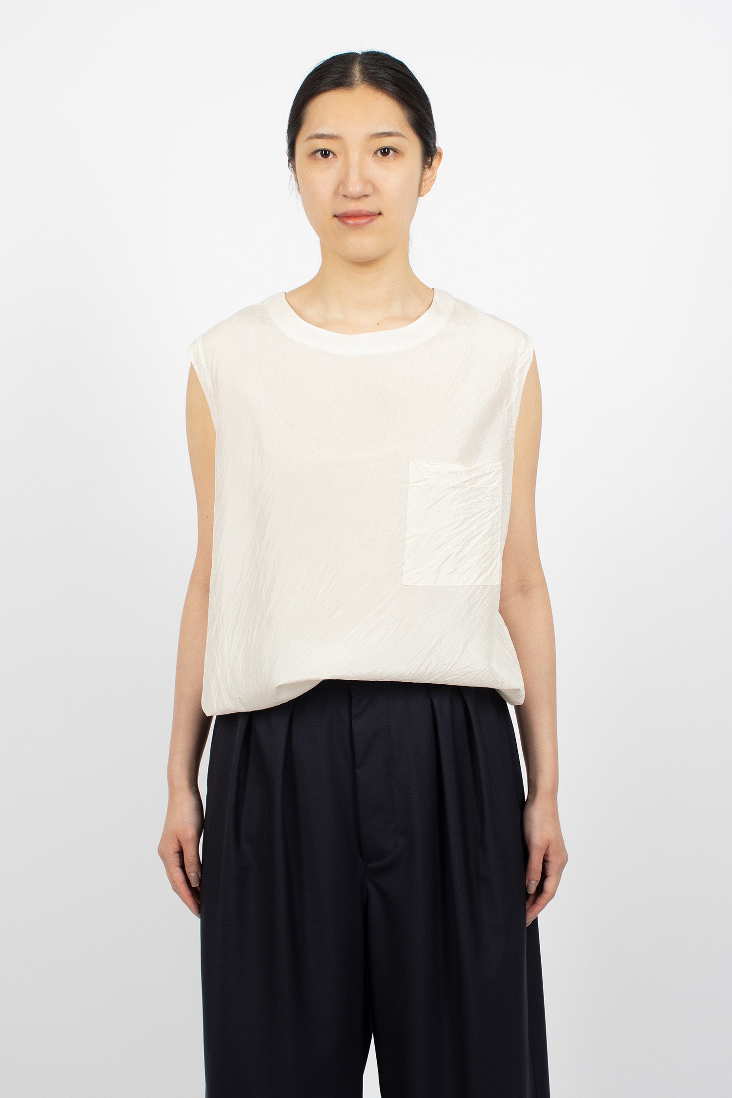 Pocket Big Tank Shirt Ivory