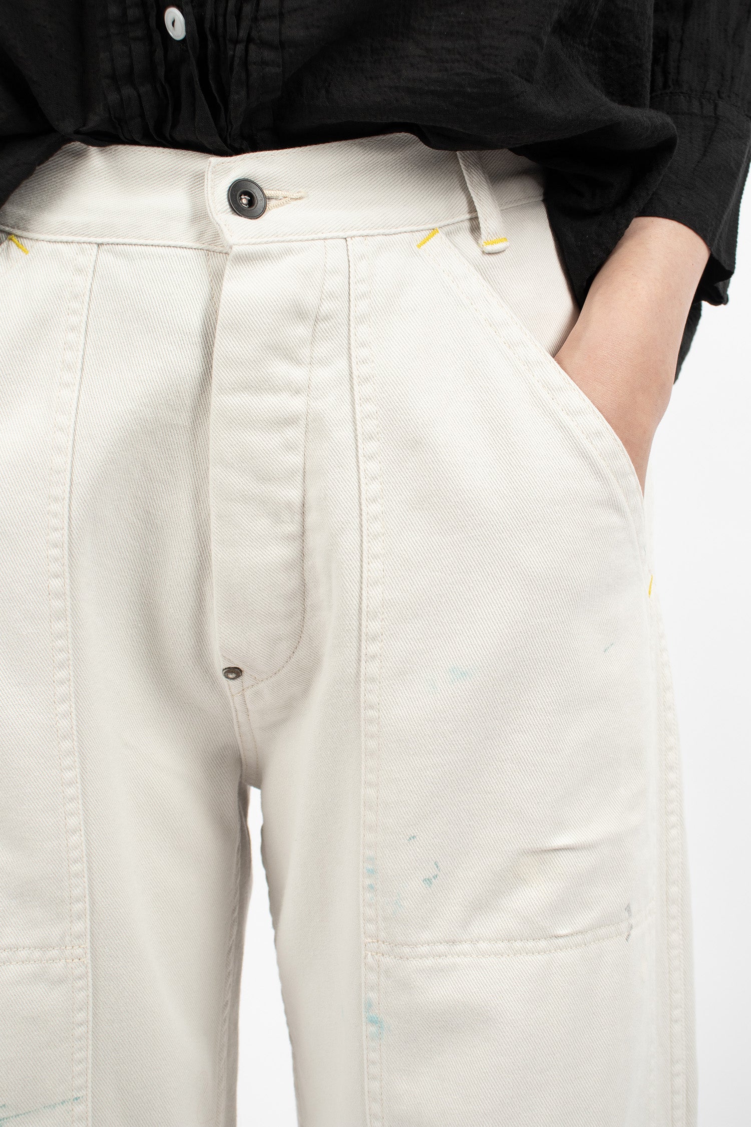 MP11B Double Knee Painter Jeans Ivory Splatter