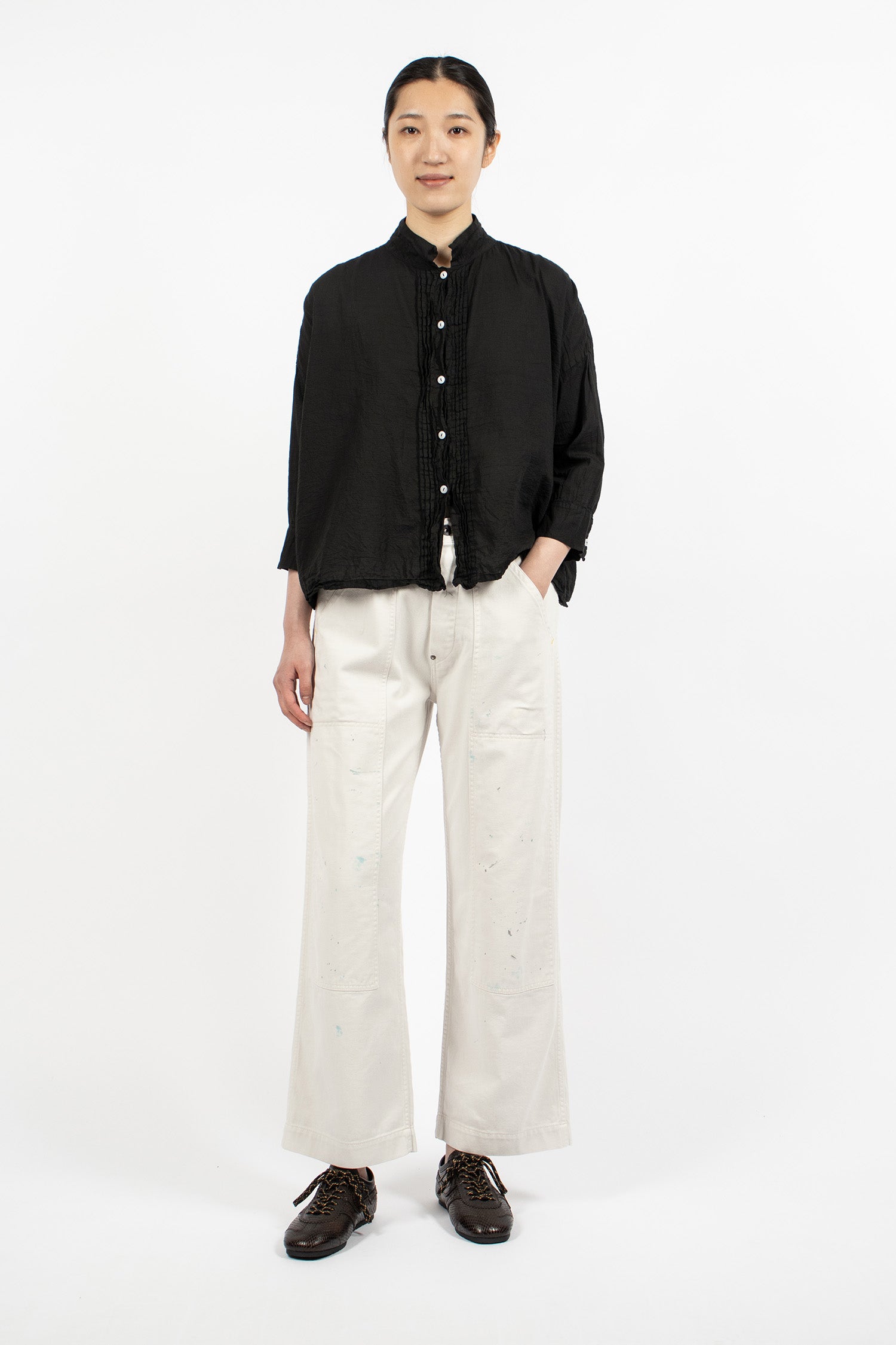 MP11B Double Knee Painter Jeans Ivory Splatter