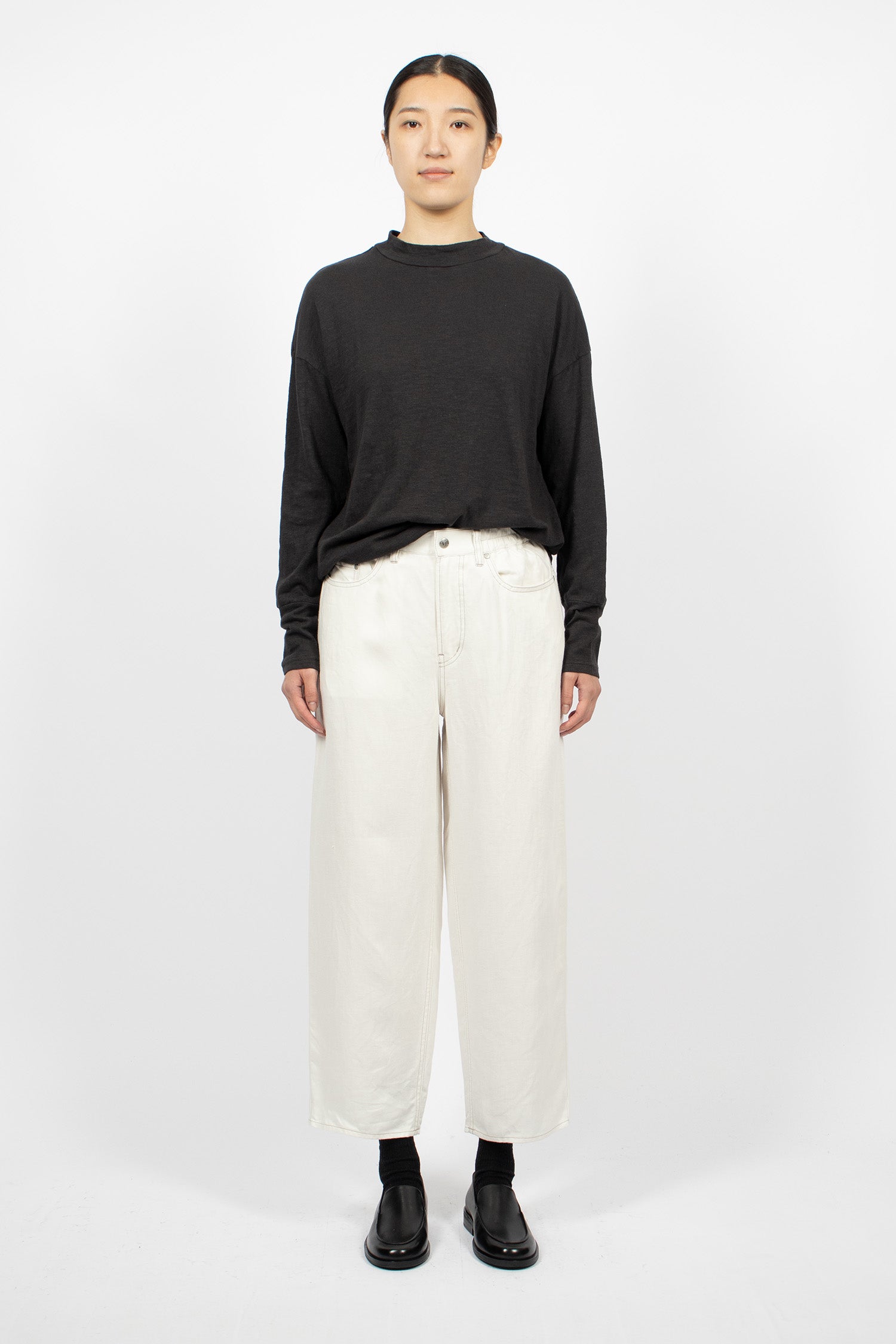 Linen Denim Tapered Pants White