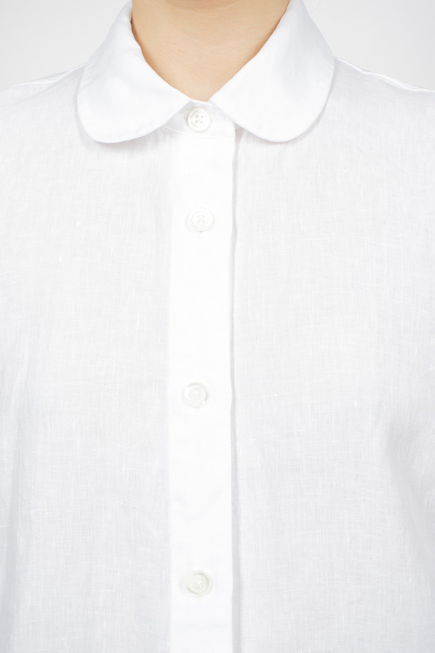 Short Sleeve Round Collar Shirt White