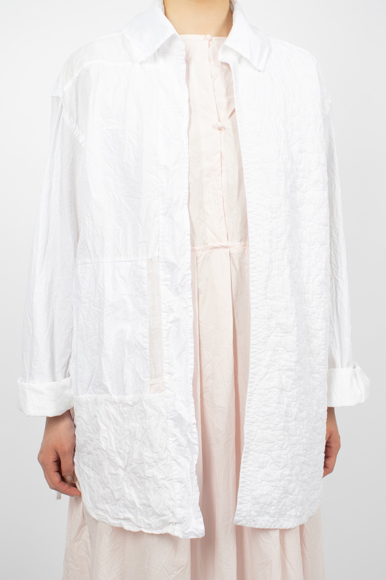 Washed Stitched Shirt White Mix