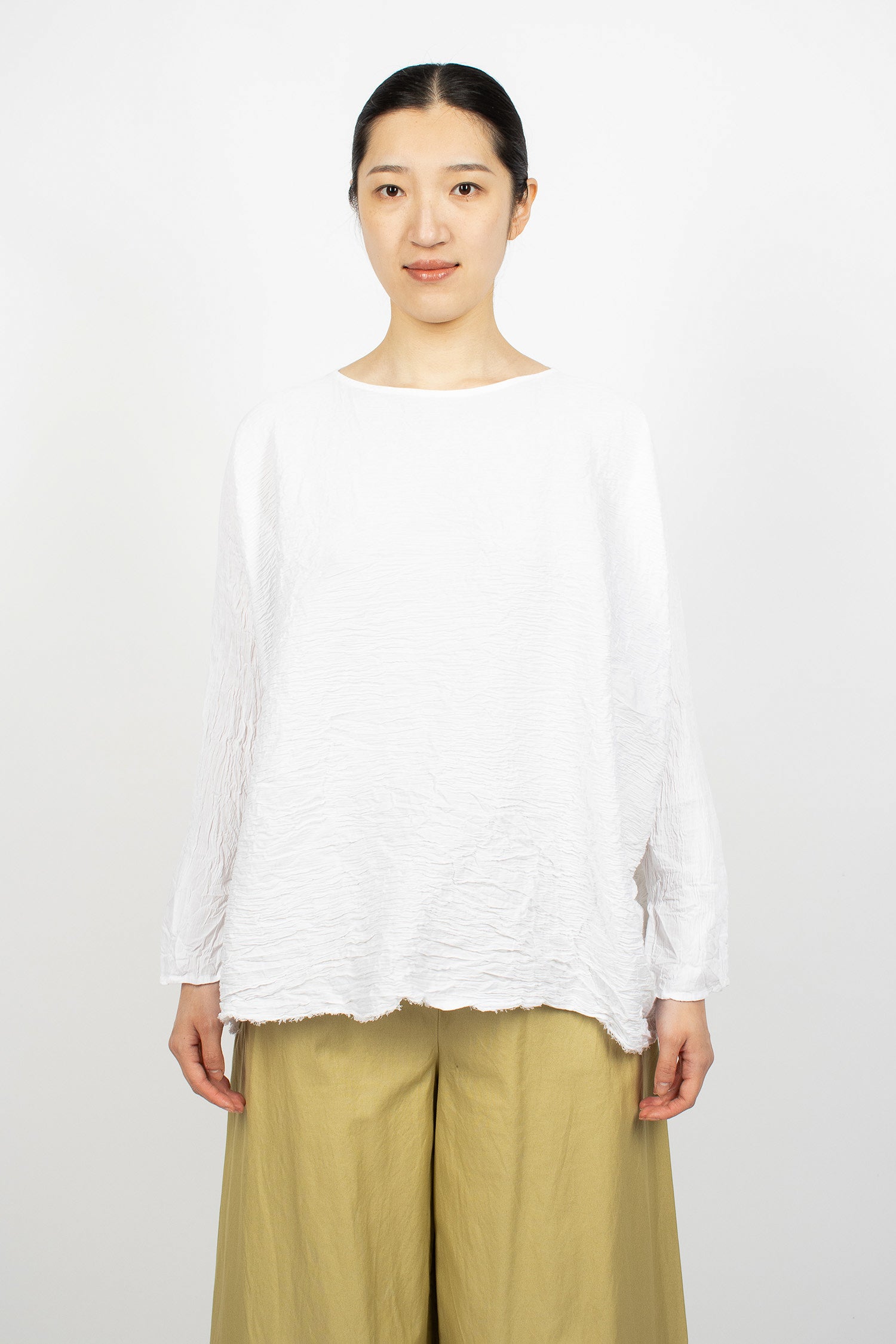 Washed Round Neck Shirt Optical White