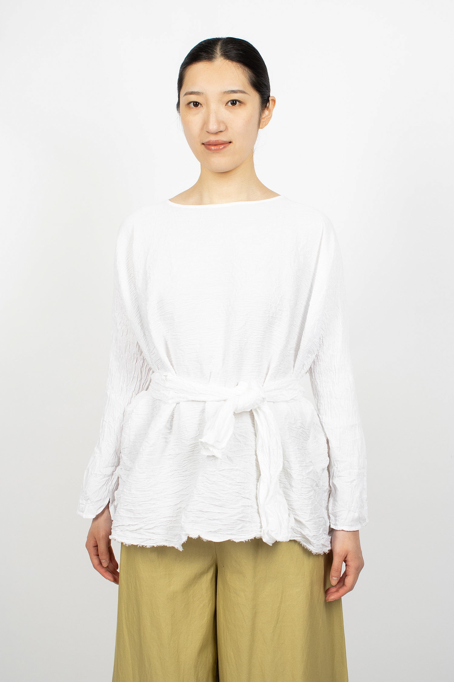 Washed Round Neck Shirt Optical White