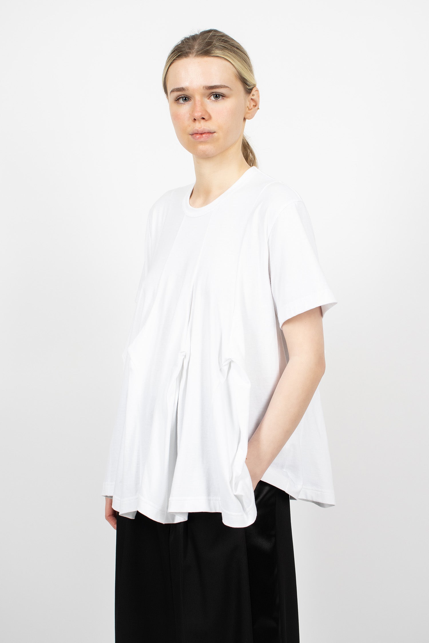 Panelled Jersey T-Shirt White