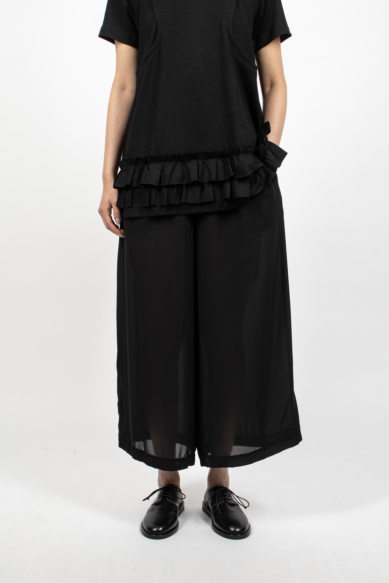 Sheer Wide Leg Pants Black