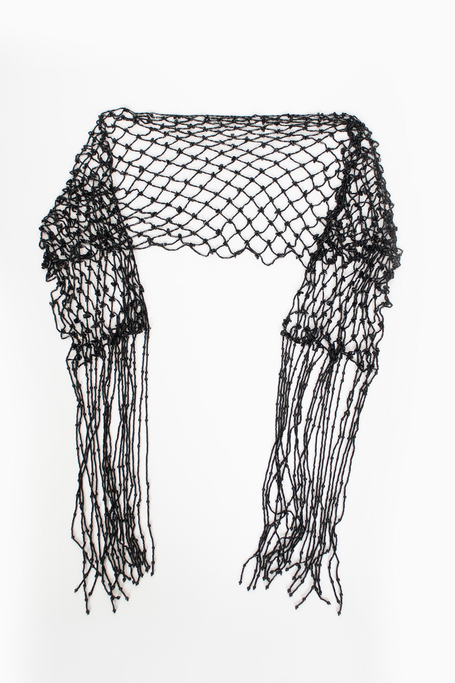 Embroidered Scarf Necklace Black