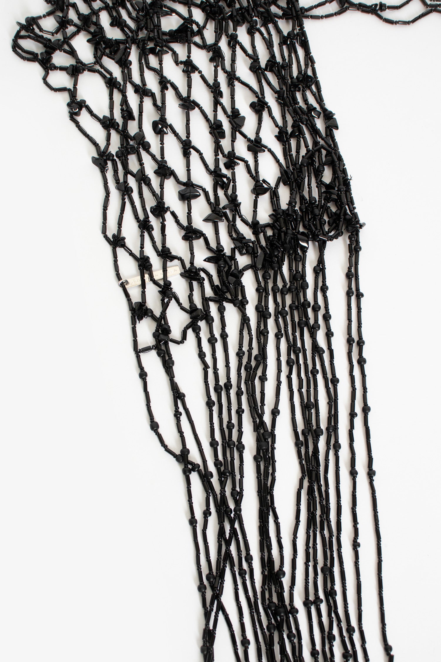 Embroidered Scarf Necklace Black