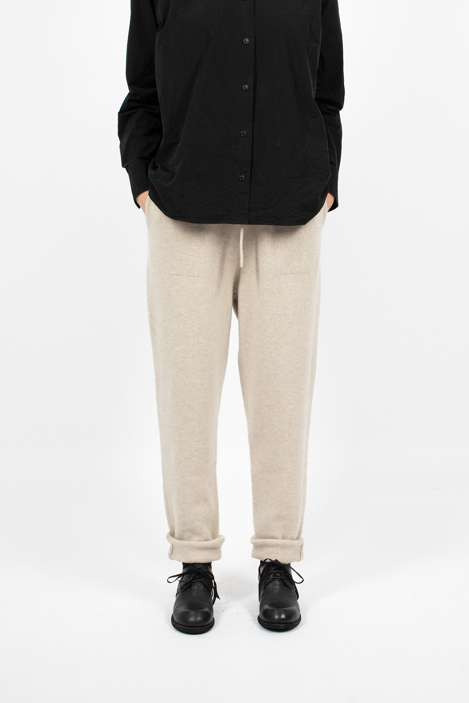 Zwag Knit Wool Pants Light Grey