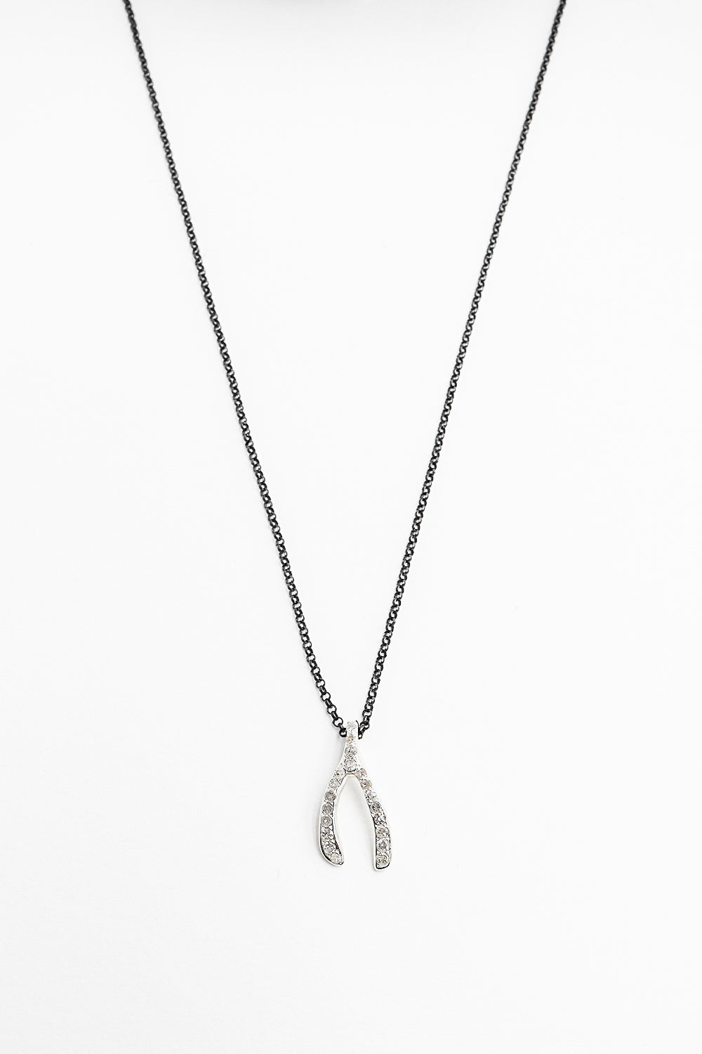 Wishbone Necklace Silver/8x8 Dia
