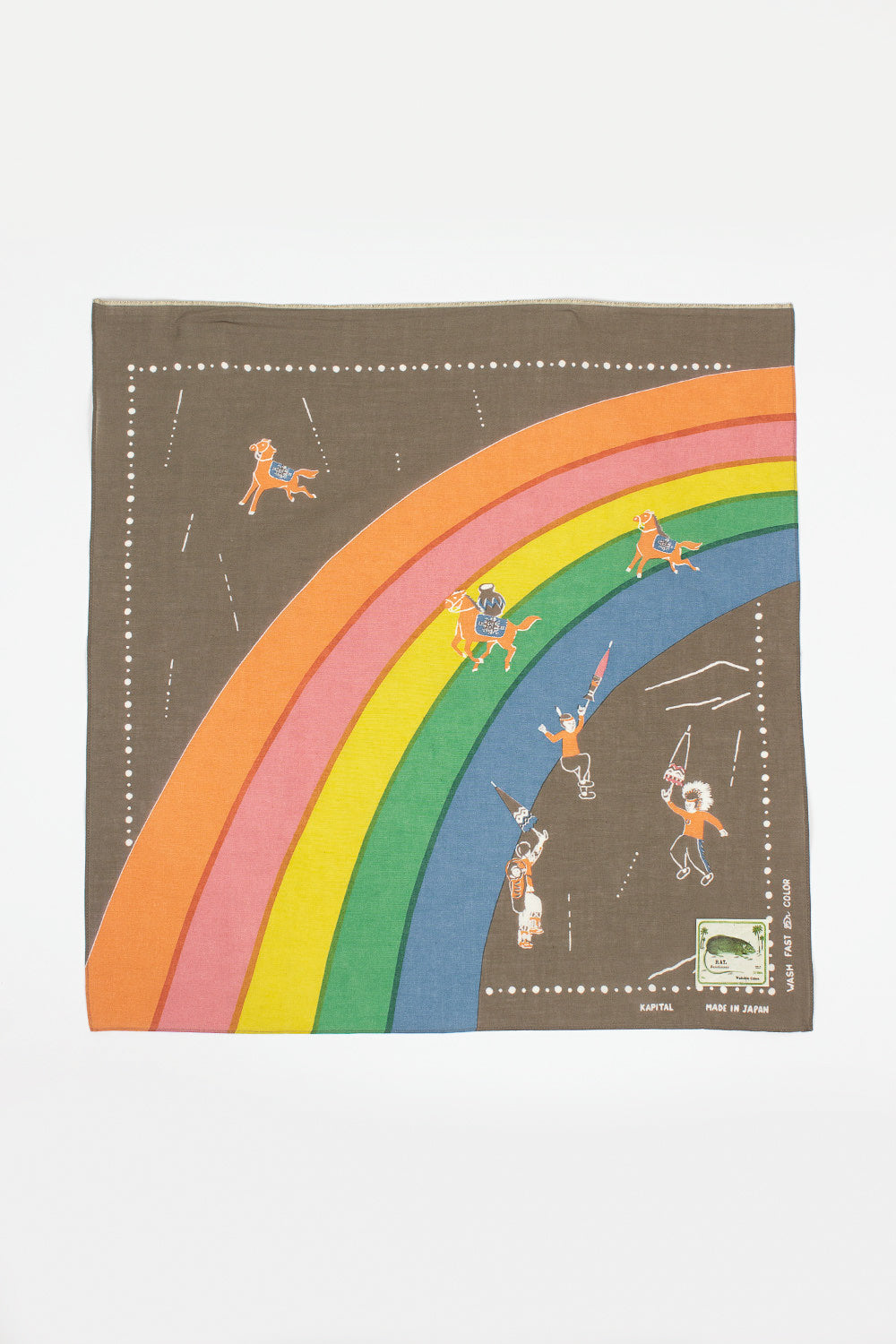Rainbow and Horses Printed Bandana Khaki