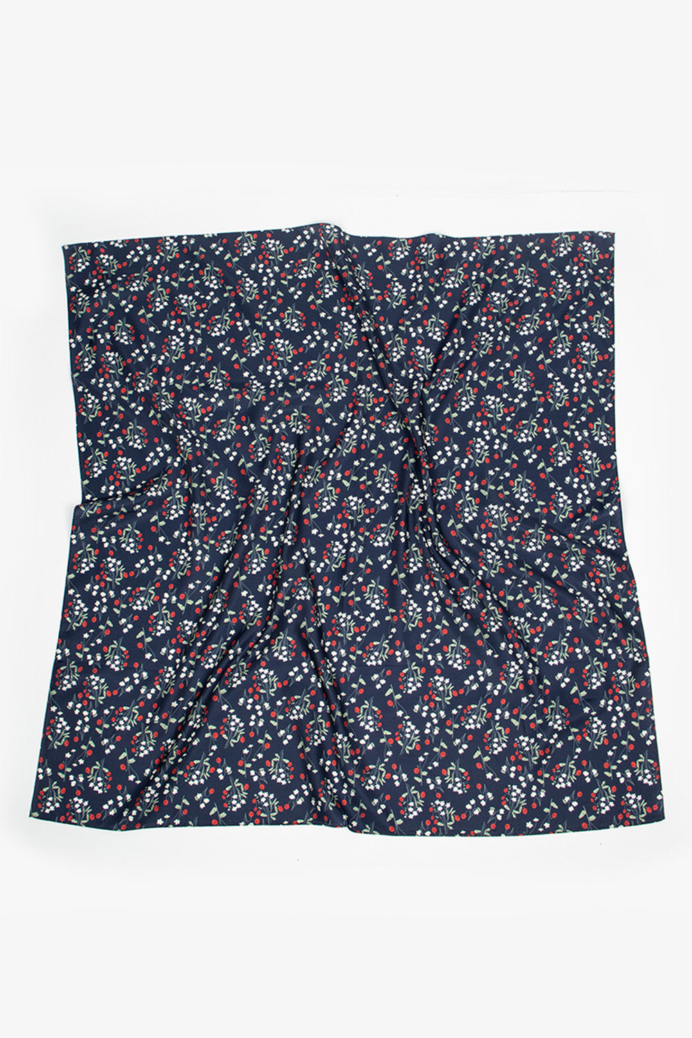 Sateen Floral Scarf Navy