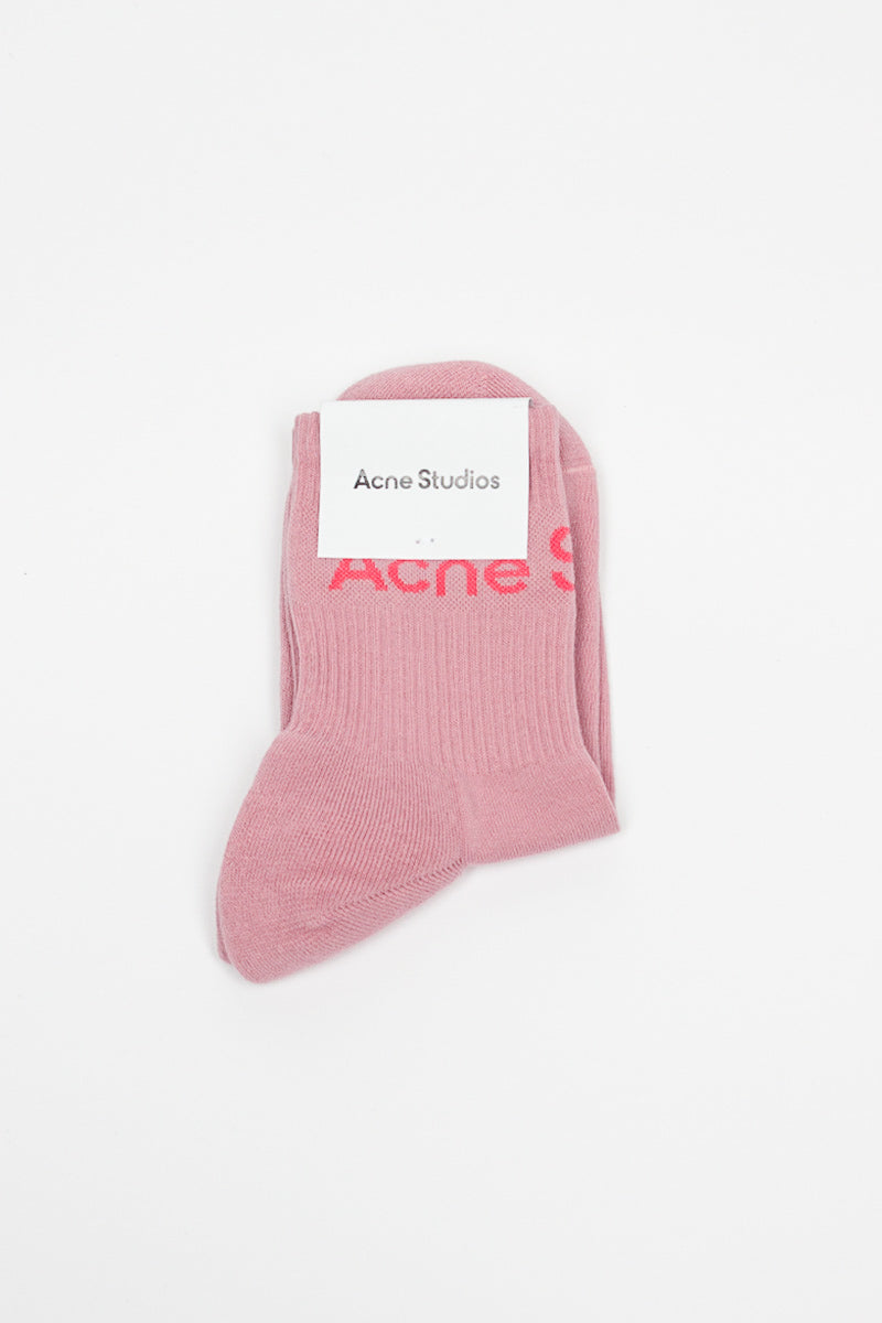 Ribbed Logo Socks Pink Melange
