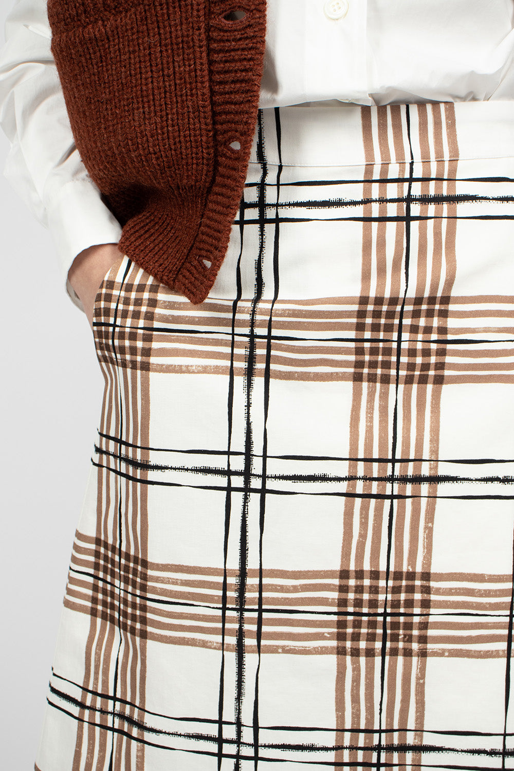 Tan hotsell check skirt