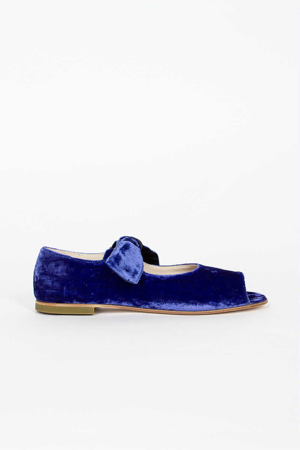 Velvet Ballerina Shoe Blue