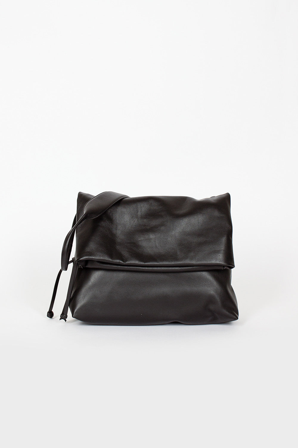 Folded Leather Bag Black