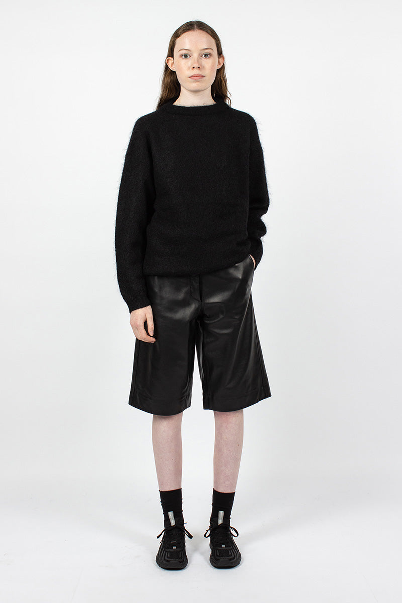 Bermuda Wide Leather Shorts Black