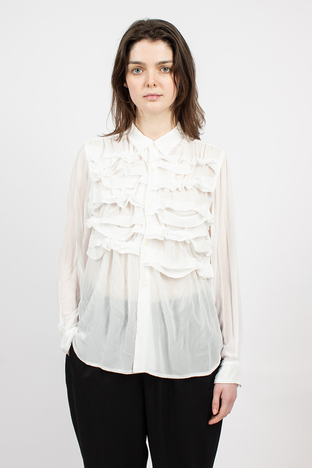 Ruffle Blouse White
